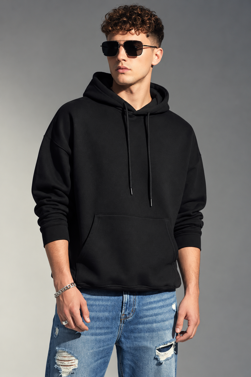 Black Solid Hoodie