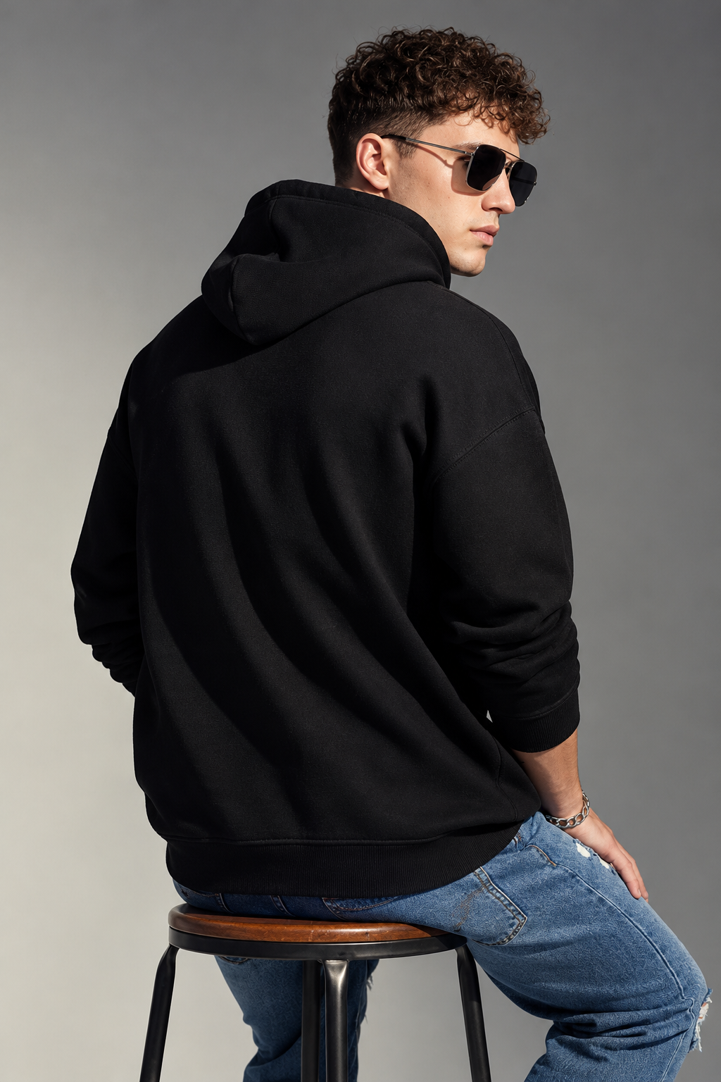 Black Solid Hoodie