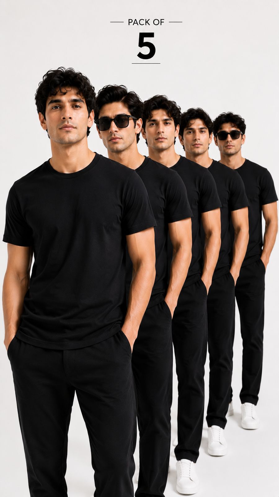 Pack of 5 Black T-shirts