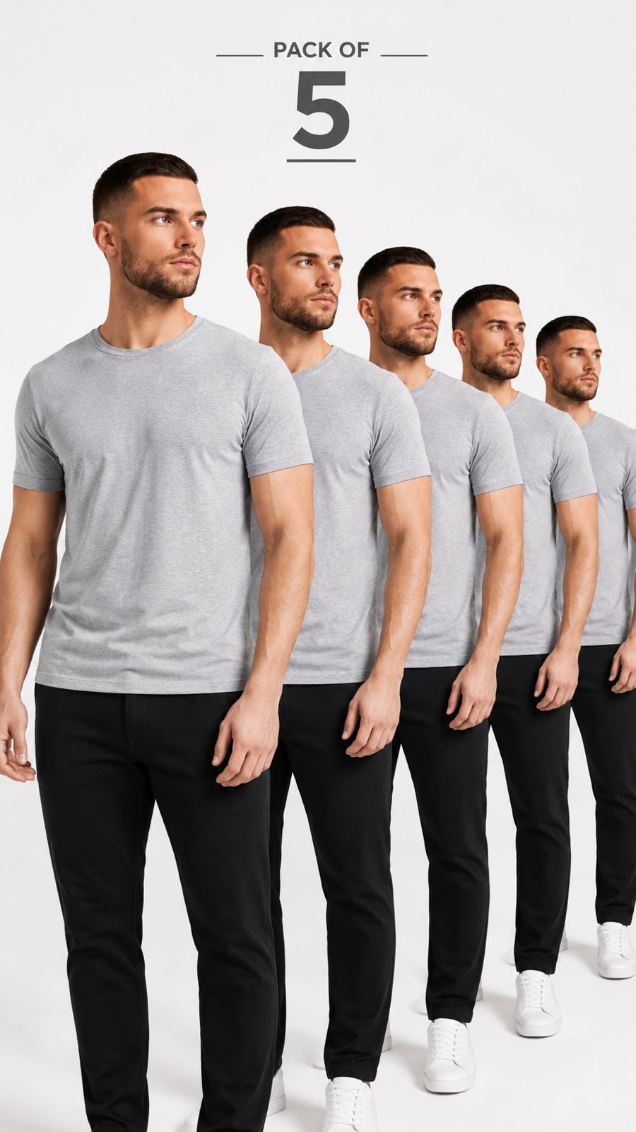 Pack of 5 Grey T-shirts